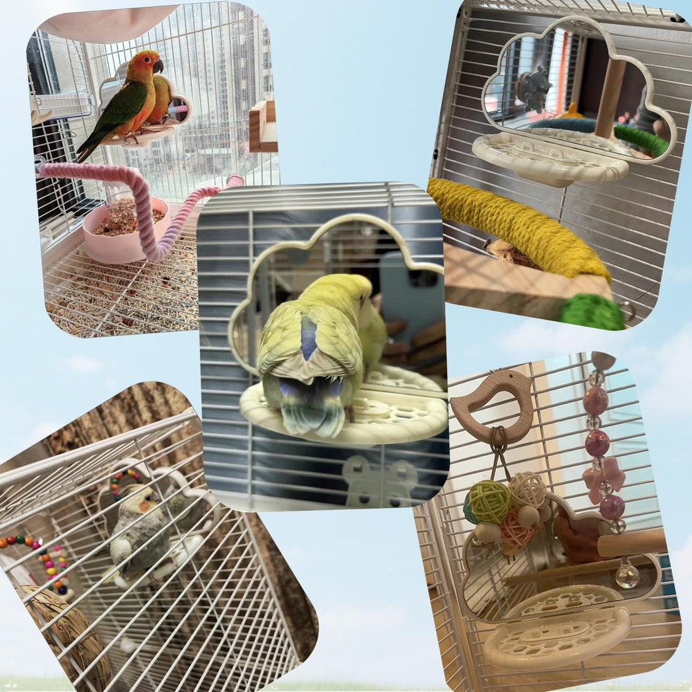 Hivovannn Bird Mirror safety-edging protects feathers and cage surfaces.
