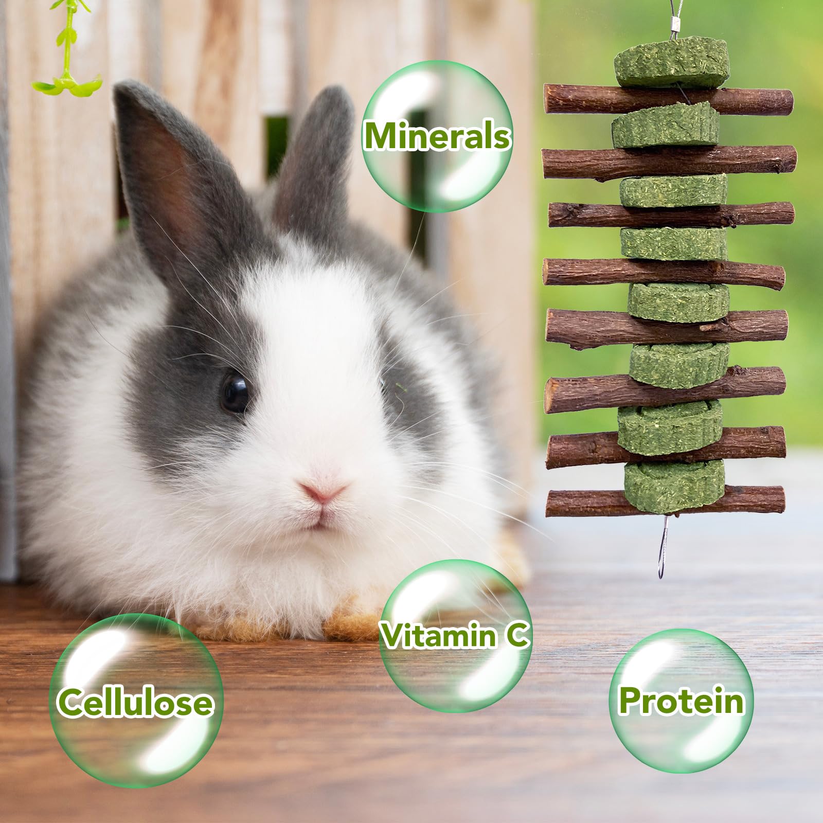 Hiwzitar bunny toys safe design; emphasizes rabbit-safe construction and safety.