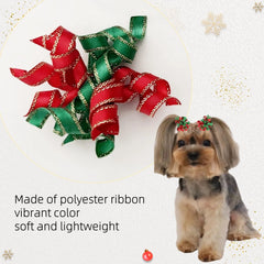 Hixixi bows placed on a pet collar for a charming holiday look
