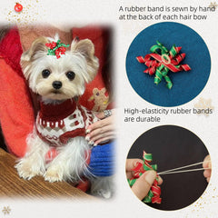 Hixixi dog bows on a small dog showcasing holiday sparkle