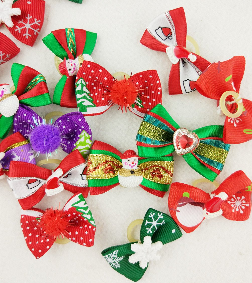 Hixixi handmade pet bows crafted with quality ribbon and rhinestones