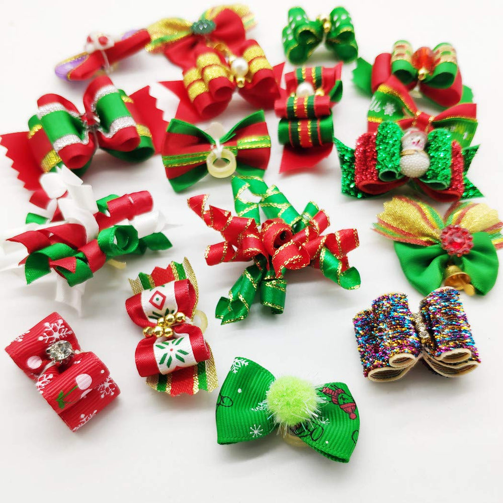 Hixixi pet grooming use with a dog wearing the bows for holiday look