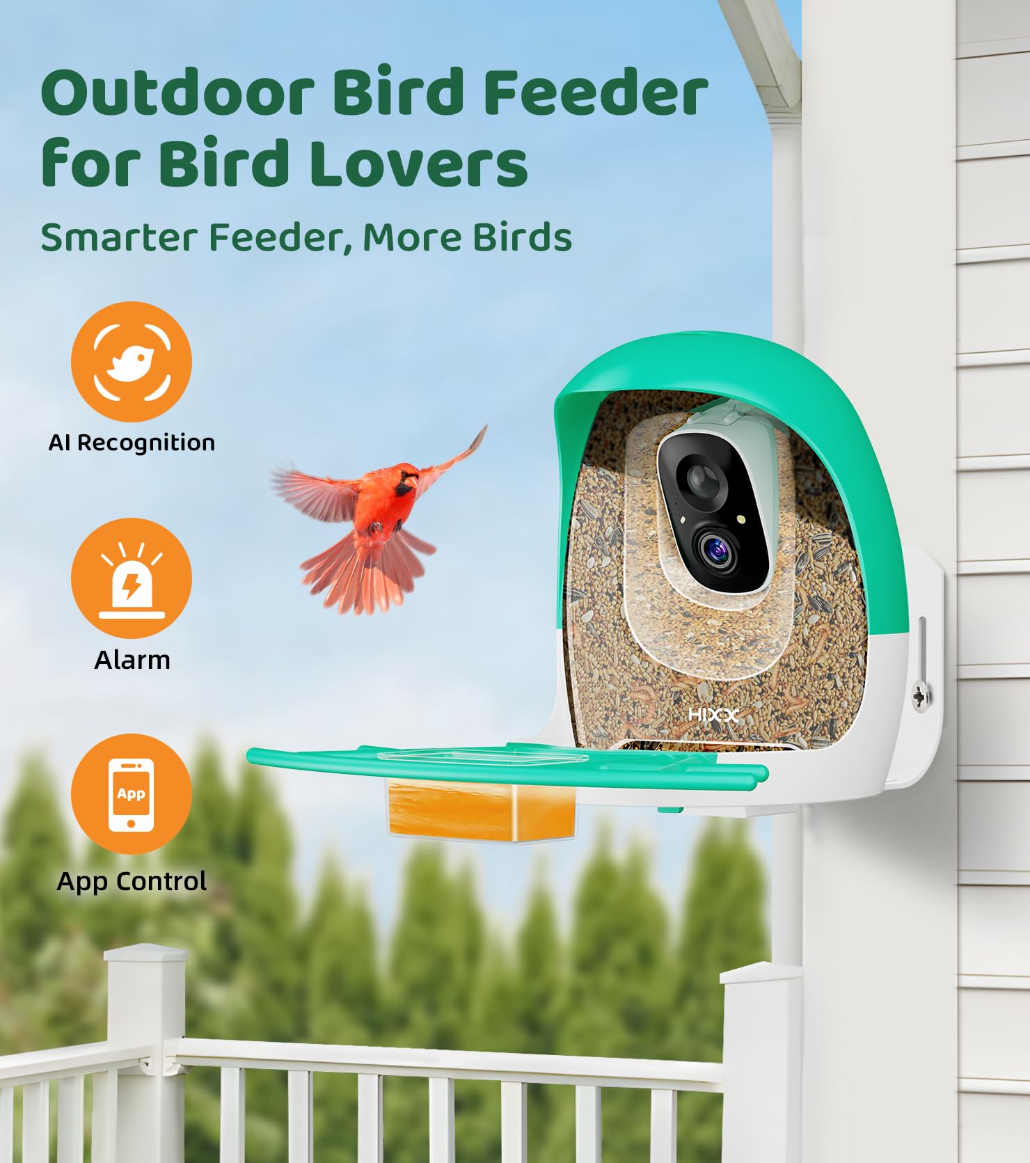 HIXX solar-powered outdoor camera powering continuous birdwatching