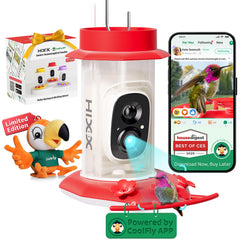 HIXX hummingbird feeder camera front view for close-up, real-time birdwatching