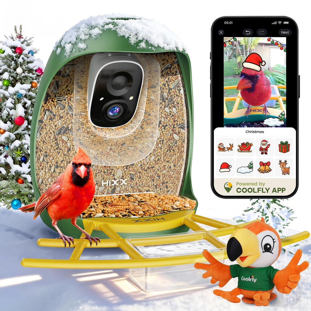 HIXX Smart Bird Feeder camera delivers live view for real-time backyard birdwatching.