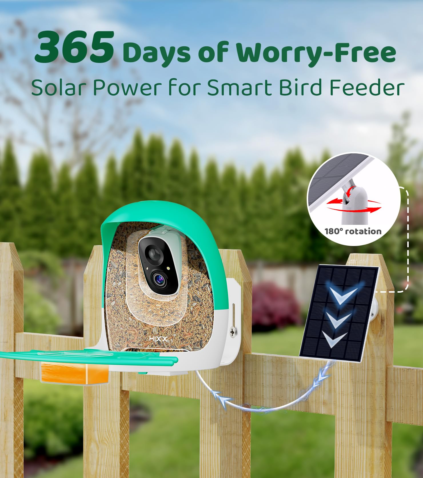 HIXX two-way audio deters squirrels during backyard birdwatching