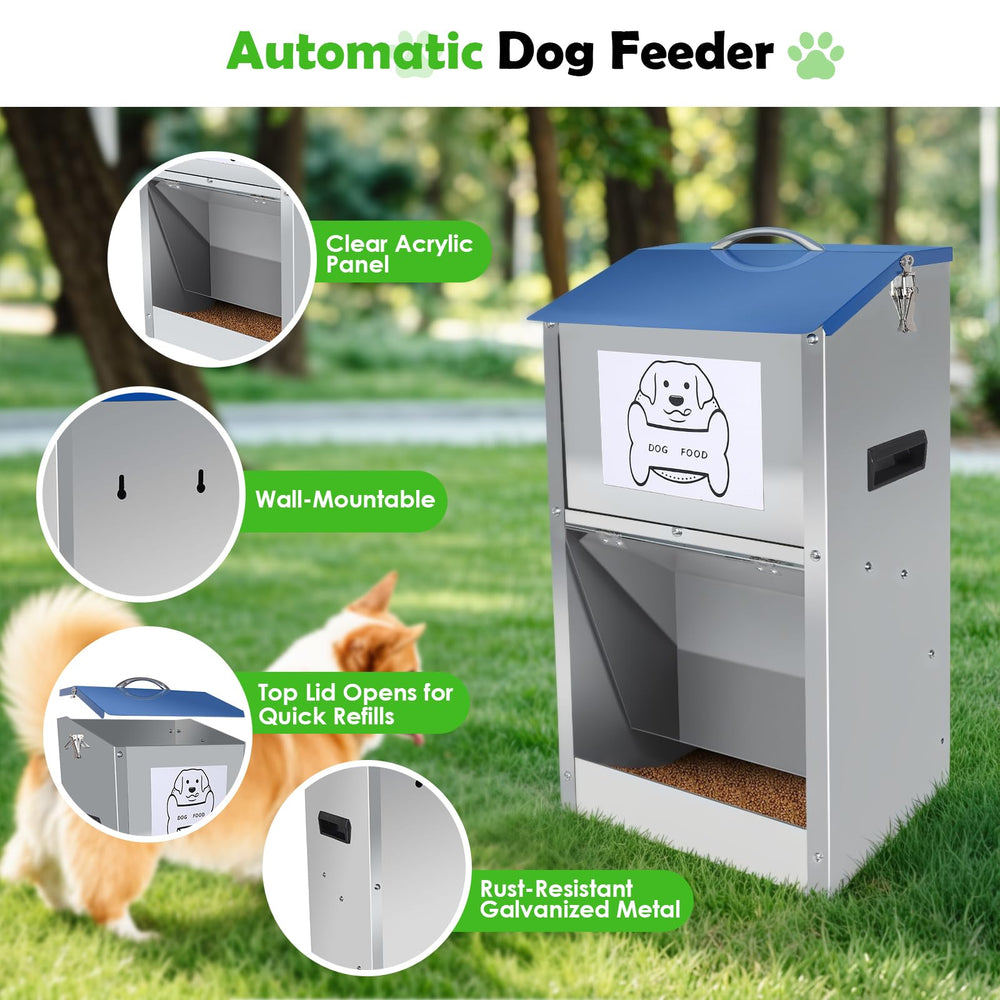 Hizmivos feeder 50lb hopper emphasizes large storage for multi-day meals