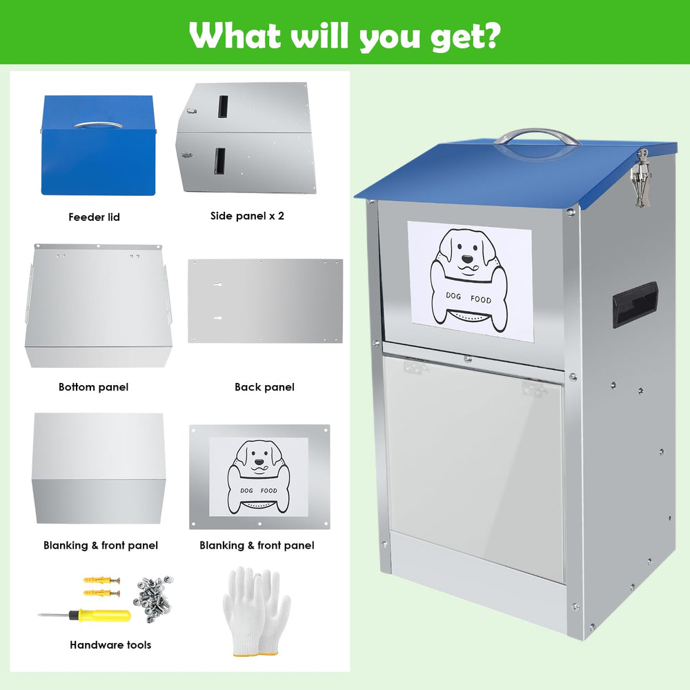 Hizmivos galvanized automatic dog feeder easy-lid access enables quick refills.