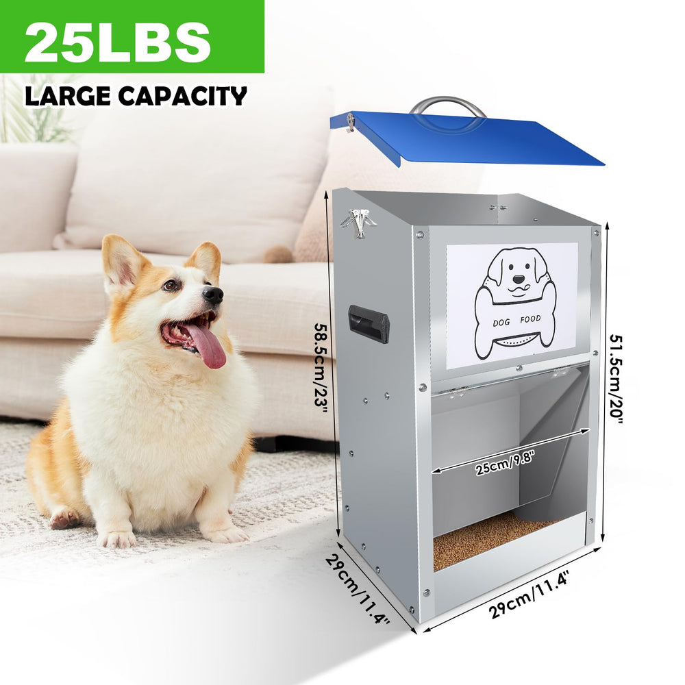 Hizmivos galvanized automatic dog feeder wall-mount option shows flexible placement for homes with multiple pets.