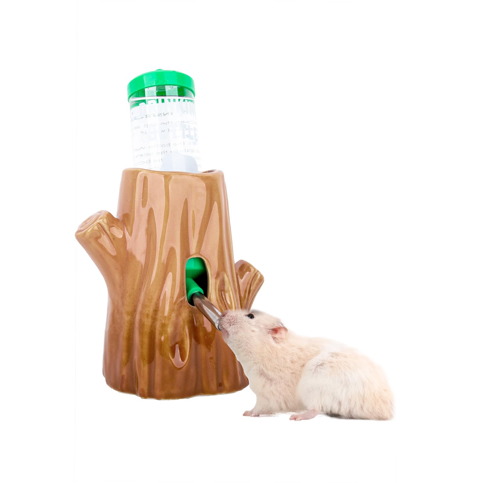 HJLSWXKQ stump-shaped ceramic hamster bottle in brown and green for clean hydration
