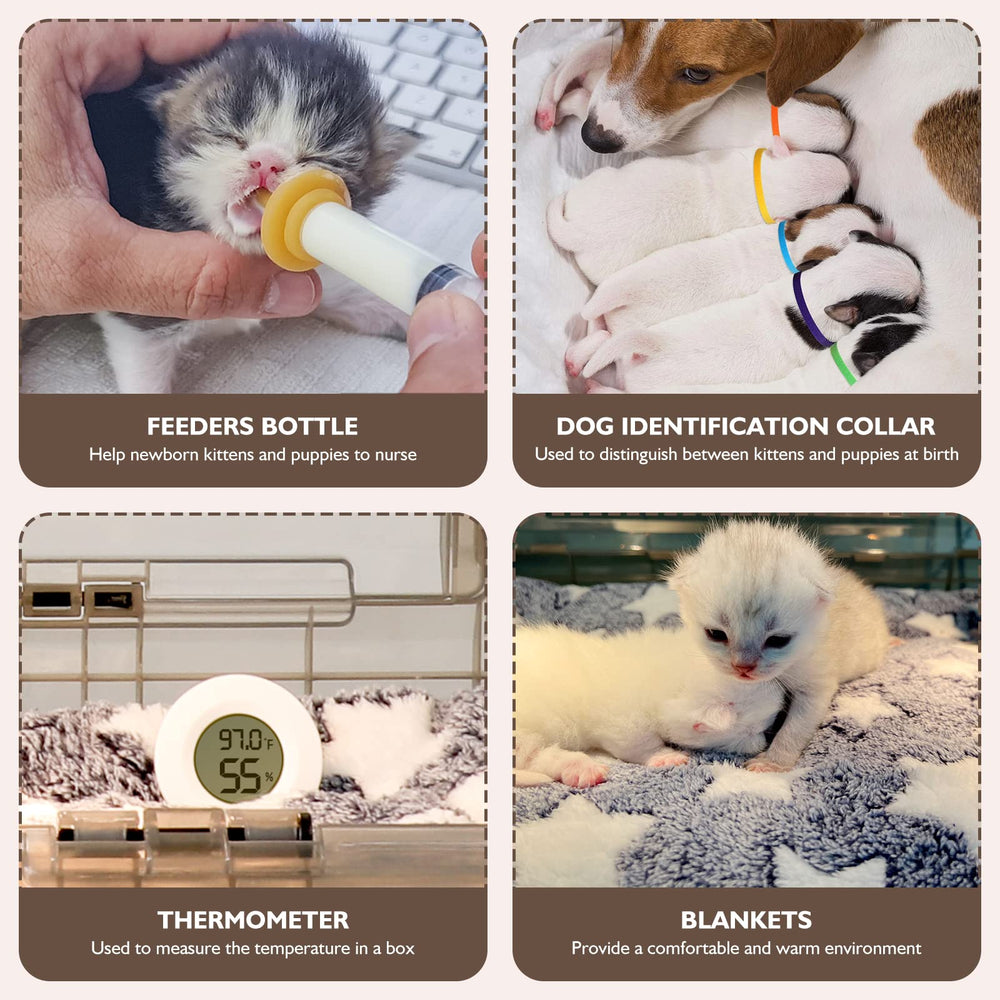 HKDQ Puppy Incubator starter kit included gives caregivers essential newborn care tools.