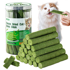 Hkpetie cat grass teething stick packaging highlights natural ingredients for healthy teeth.