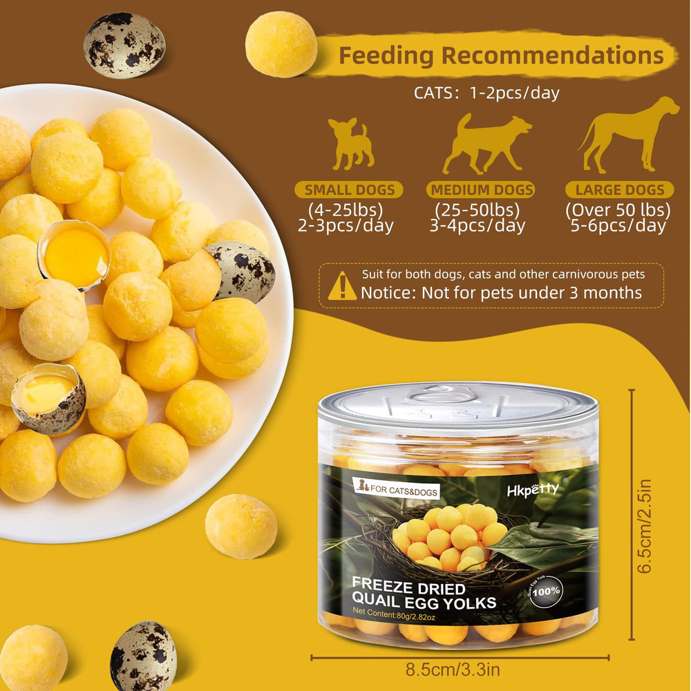 Hkpetty freeze-dried quail yolk snacks texture shot highlights crispy training rewards