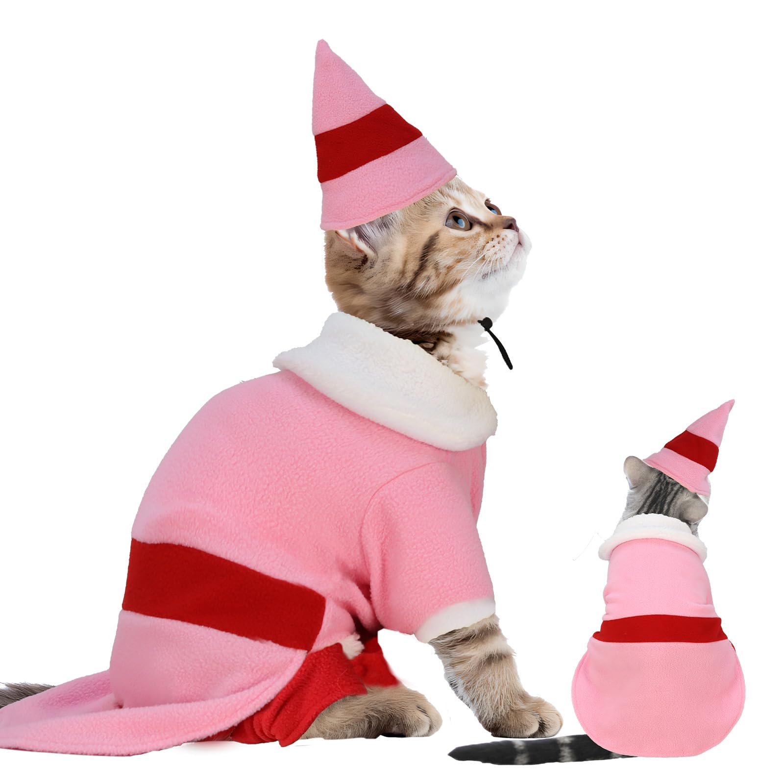 Hladce dog Christmas elf outfit with cap in pink, ideal for festive photos.