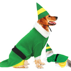 Hladce dog elf costume cap green XL front view for festive warmth outdoors