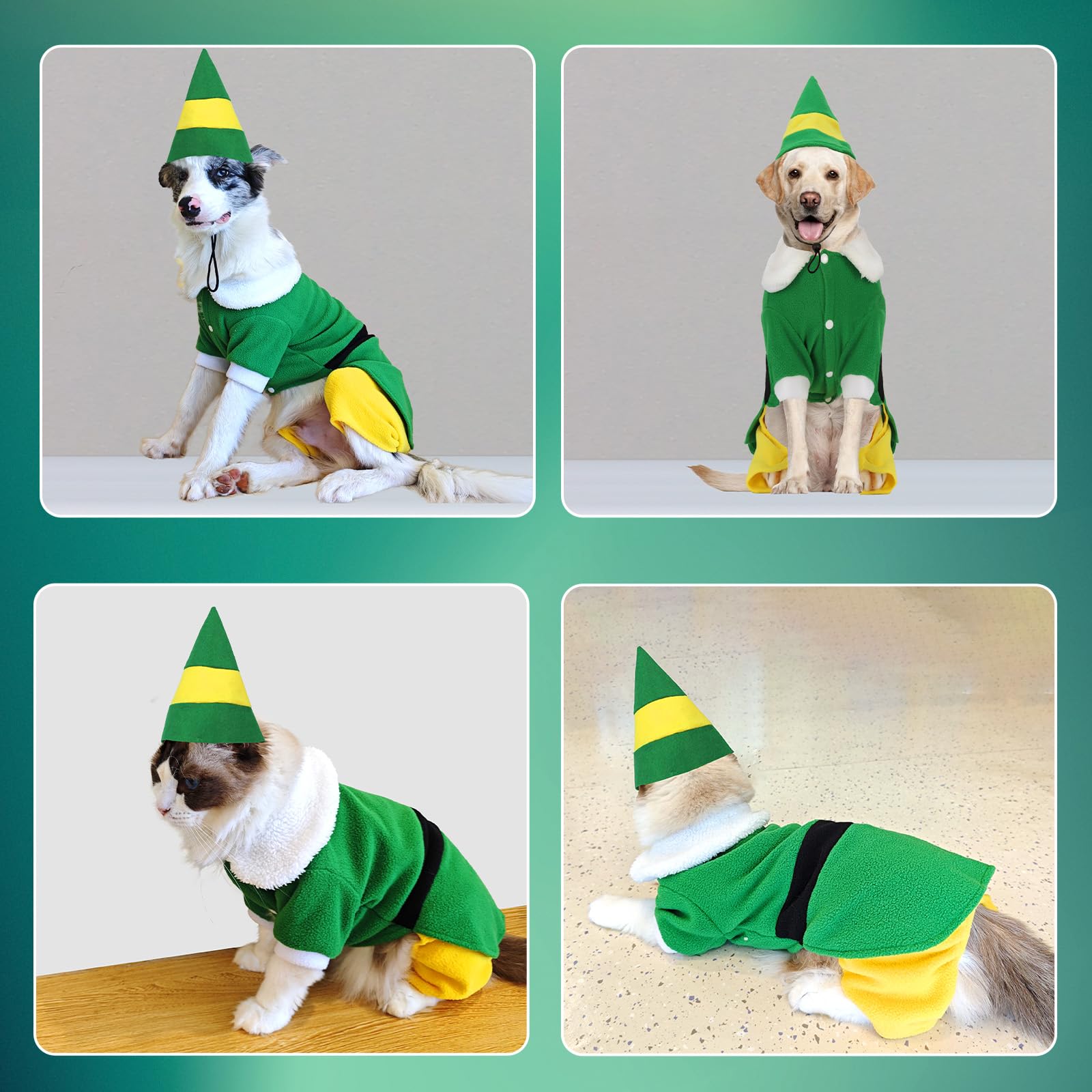 Hladce dog elf costume green detail highlights cozy fleece and playfulness