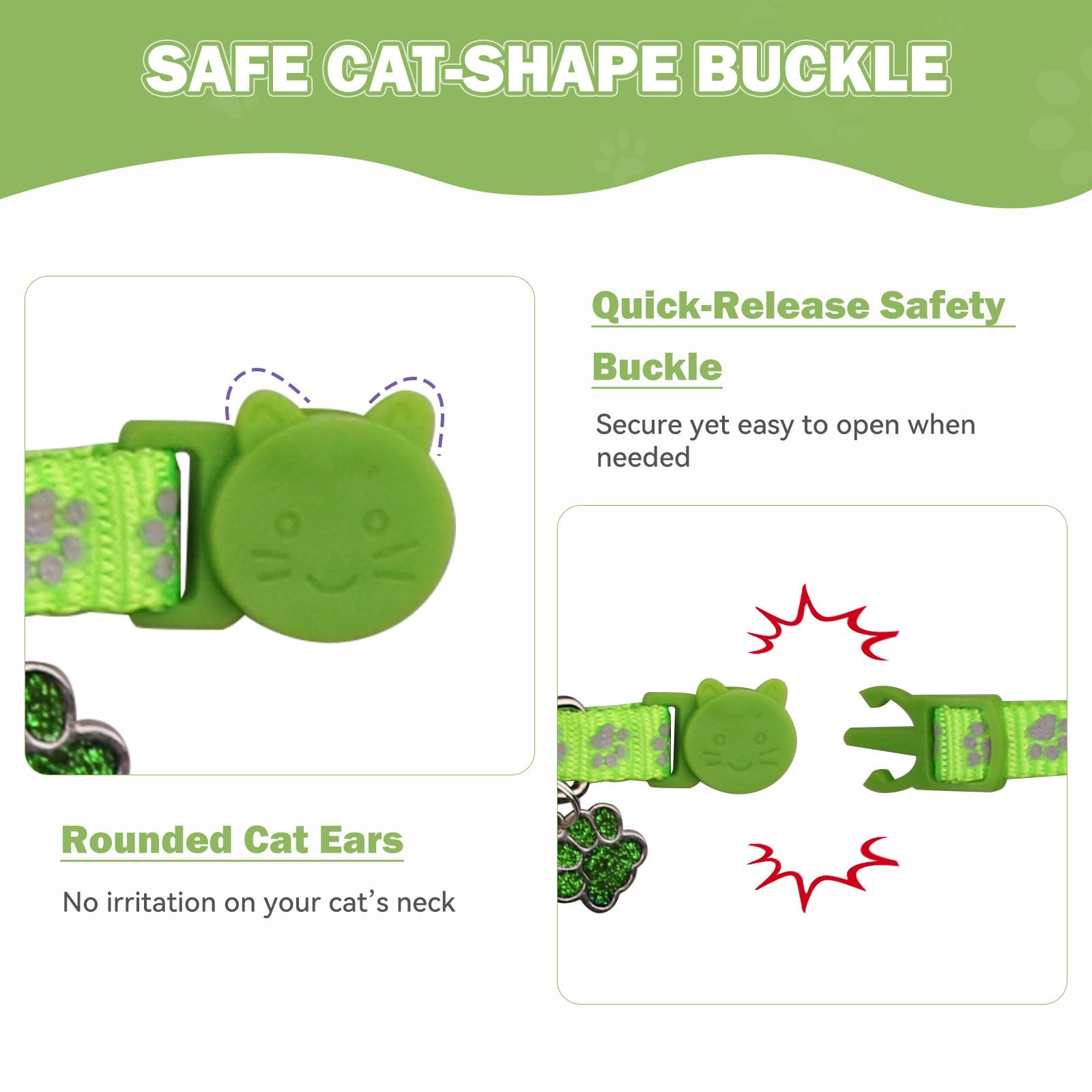 HLJ collar includes bell and paw pendant with a sturdy D-ring for IDs.
