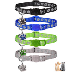 HLJ breakaway collar with reflective paw pattern boosts nighttime visibility for safer outdoor play.
