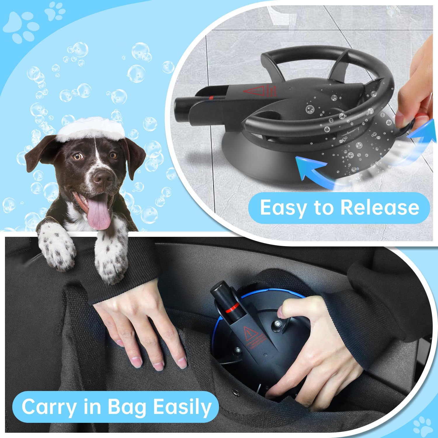 HLOGREE aluminum clips attach for hands-free bathing and grooming