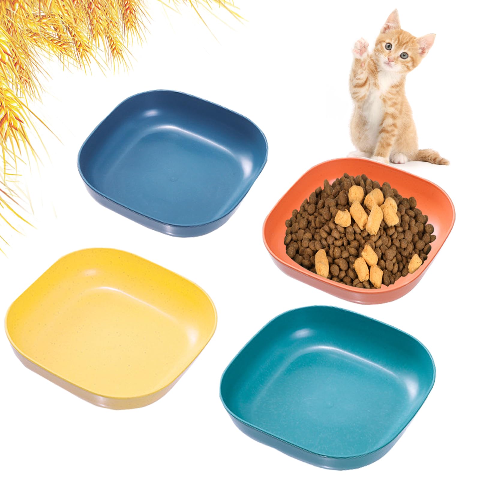 HMDZMR cat bowls 6-inch wide shallow appearance showcase stylish, space-saving feeding setup.