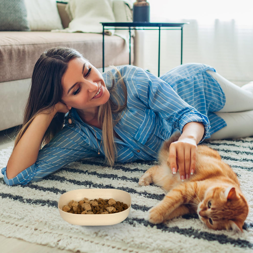 HMDZMR wheat straw bowls are lightweight and safe for pets.