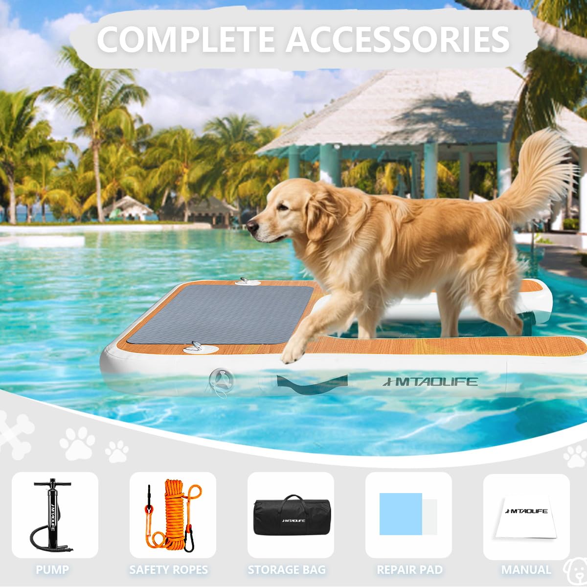 Hmtaolife ramp package including handbag, pump, rope, and repair material.