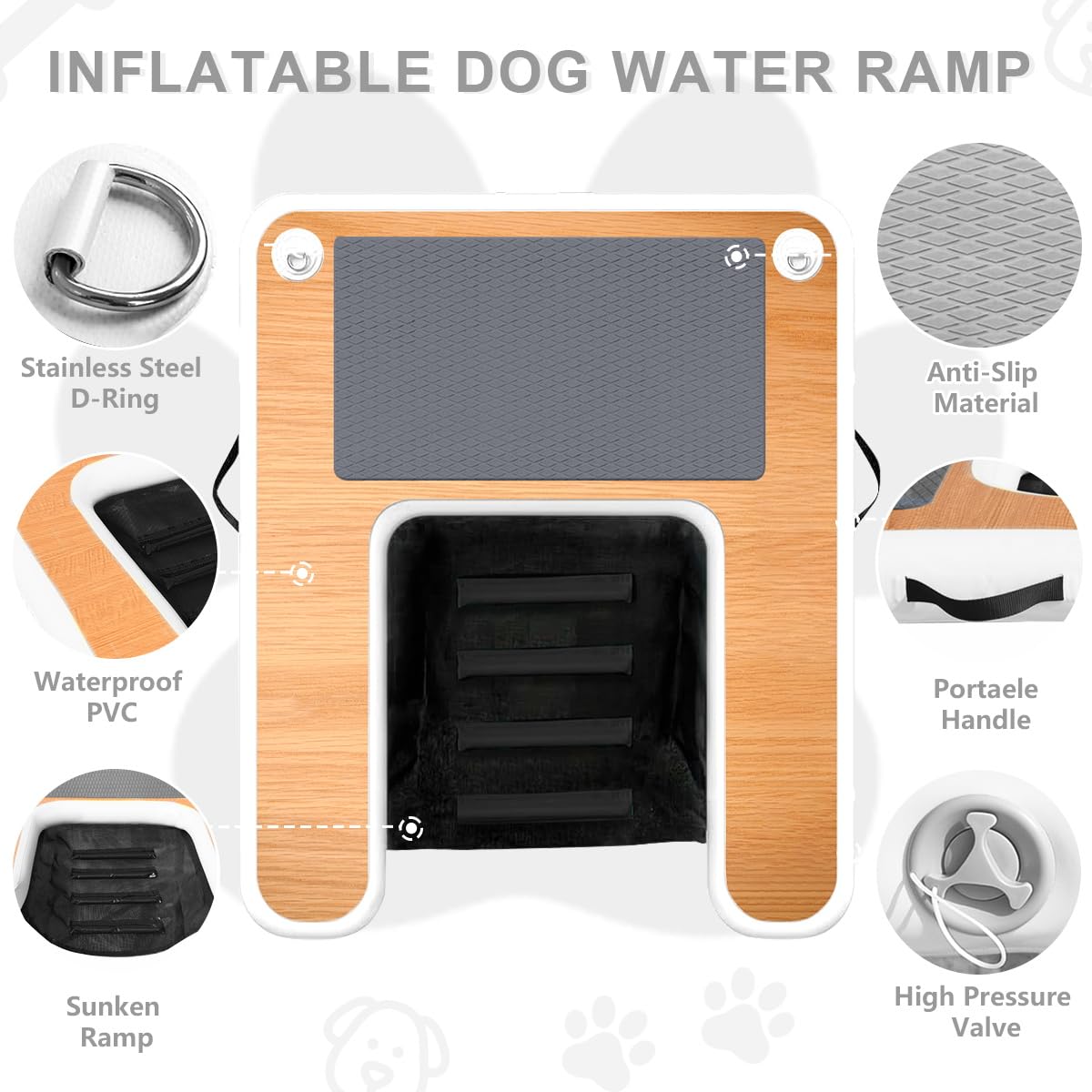 Hmtaolife dog ramp with anti-slip EVA pad ensuring stable ascent.