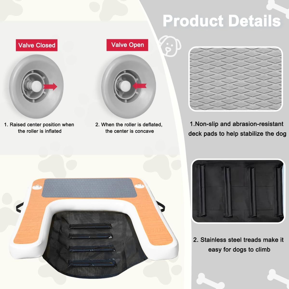 Hmtaolife dog ramp showing mesh design for easy climbing.