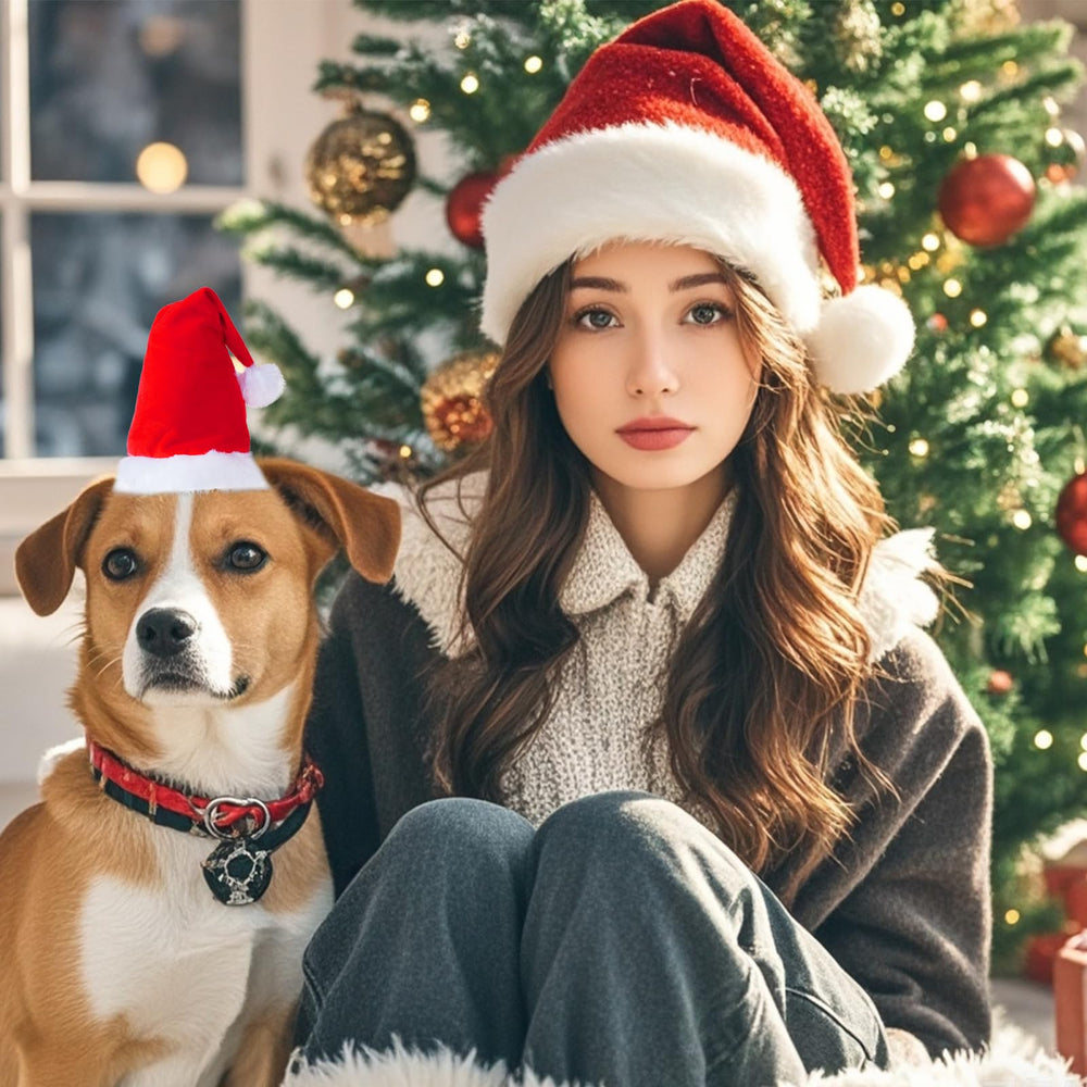 Hmxpls Dog Christmas Santa Hat adjustable strap for easy on-off