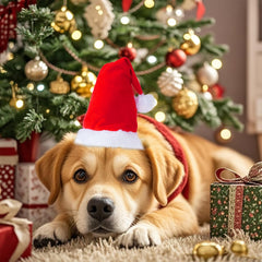 Hmxpls Santa hat closeup red color and plush texture