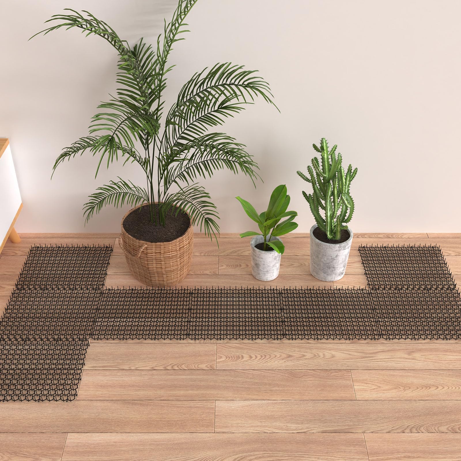 Hmyomina durable black deterrent mat withstands weather and outdoor use.