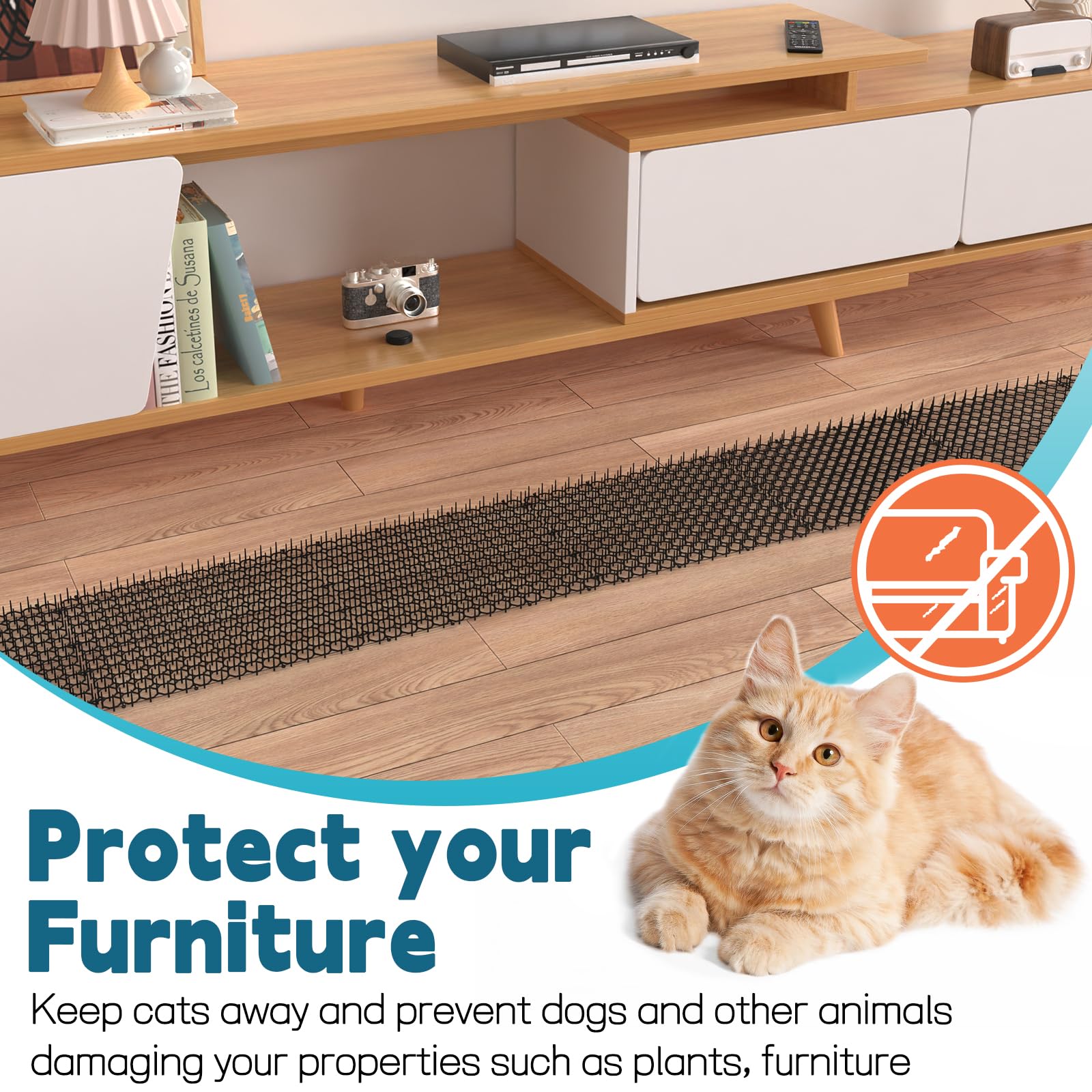 Hmyomina scat mat protects outdoor furniture by discouraging cat visits.