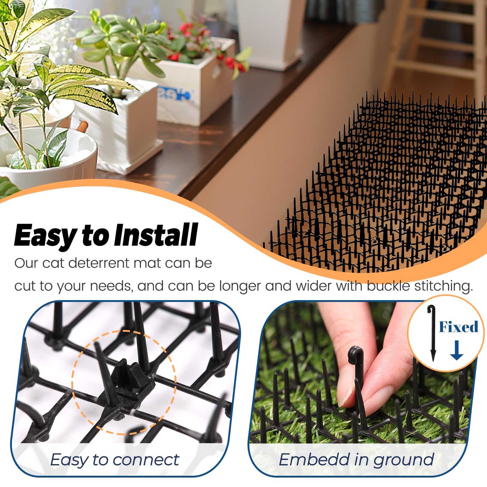 Hmyomina easy-installation highlights quick setup across uneven surfaces.