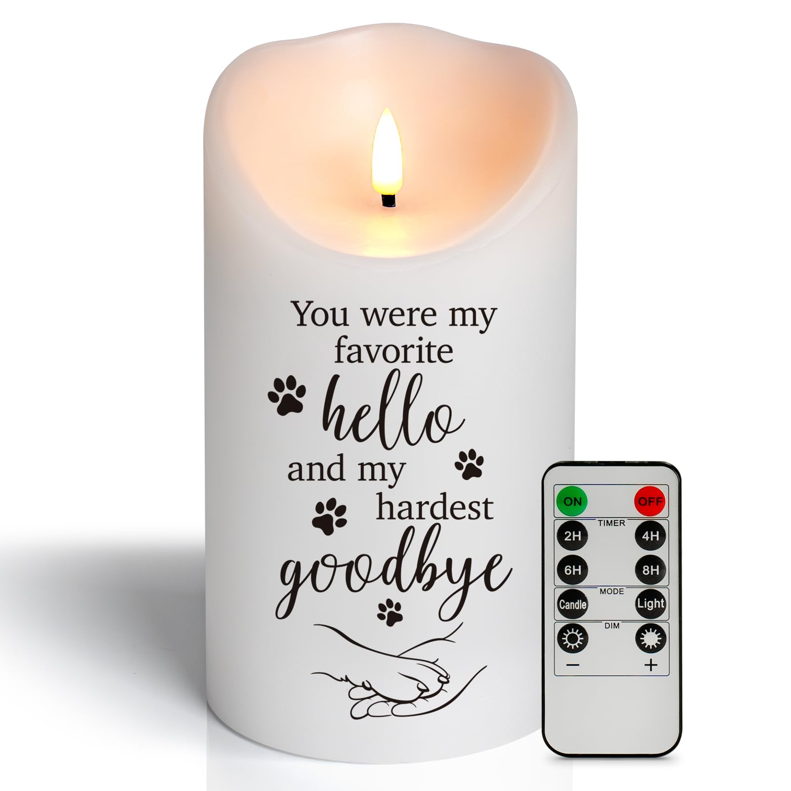 HN HAIINAA dog memorial candle 4x7 on display offers gentle remembrance for pet loss.