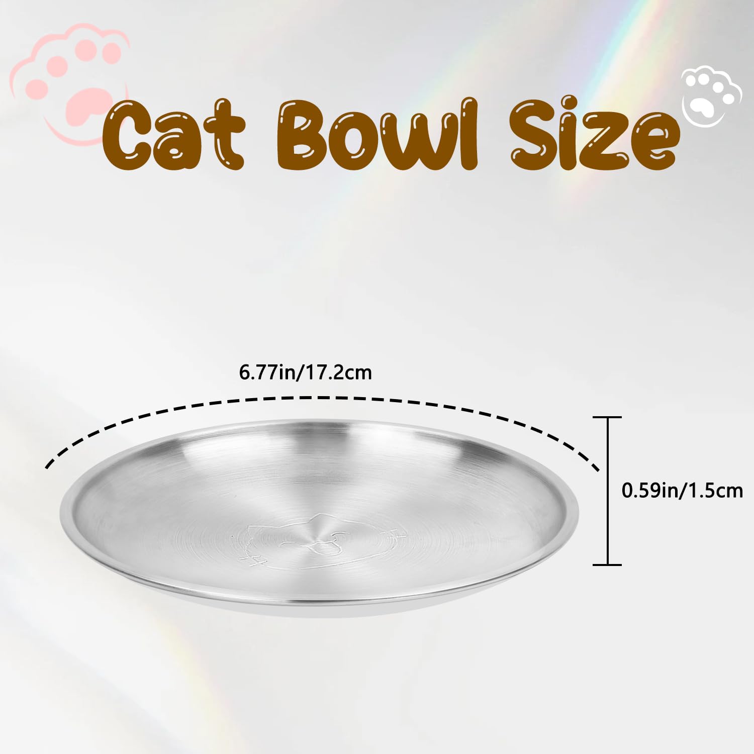 HNeekyr stainless steel cat dishes edge-safety flat surface highlights gentle rim for cat comfort.
