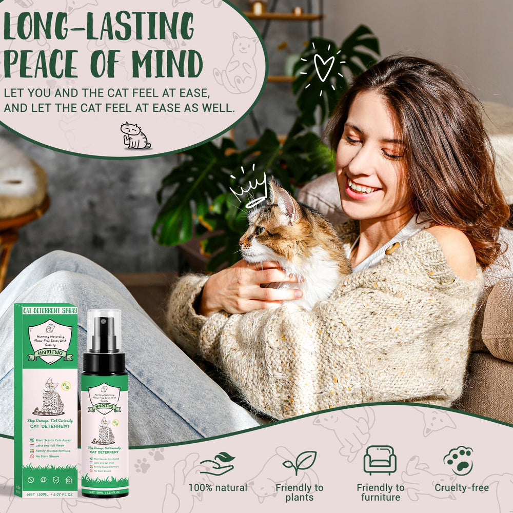 HNMTWQ Cat Deterrent Spray natural ingredients highlight citrus and peppermint.