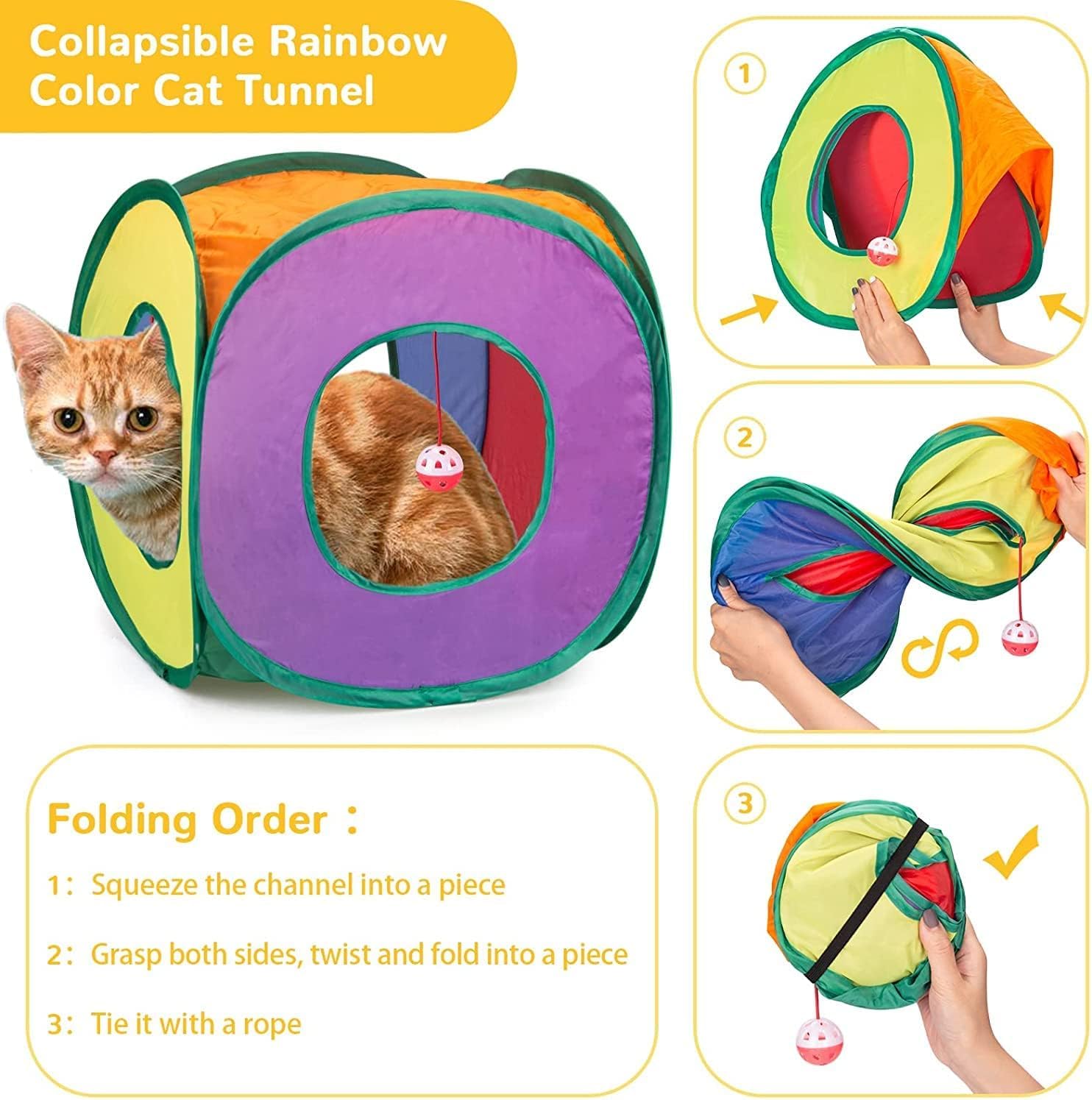 HNQTJJS cat tunnel peek holes image, ventilation and curiosity‑stoking play