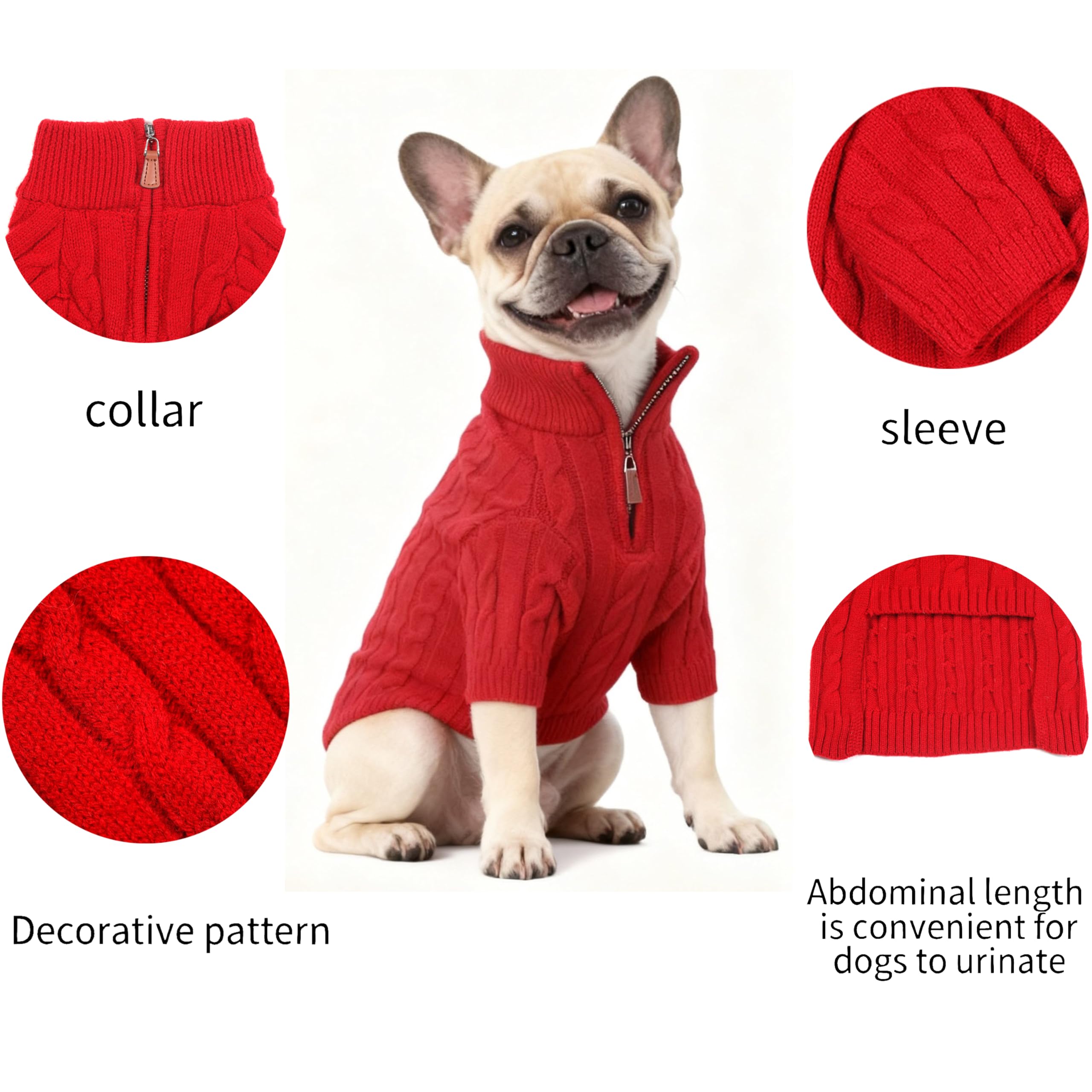 Hó Pêng-iú dog sweater red color on model