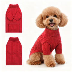 Hó Pêng-iú dog sweater in deep red front view provides cozy warmth for winter walks.