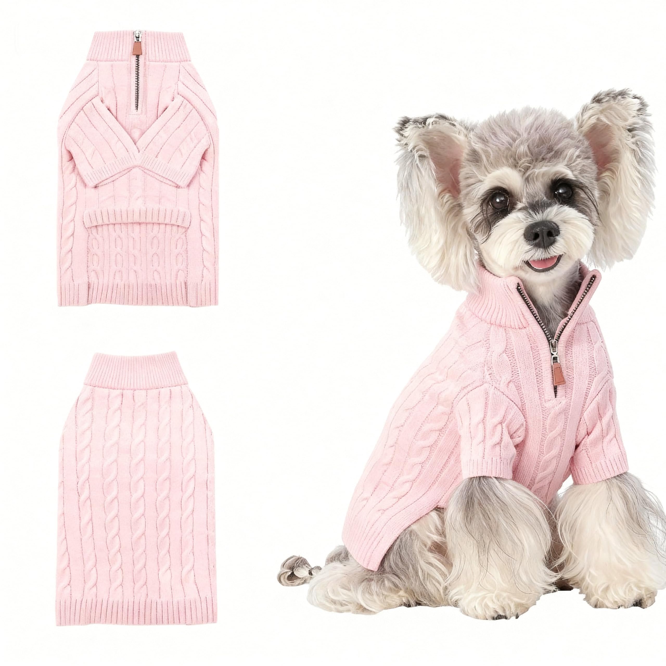Hó Pêng-iú pink front view dog sweater for cozy daily walks
