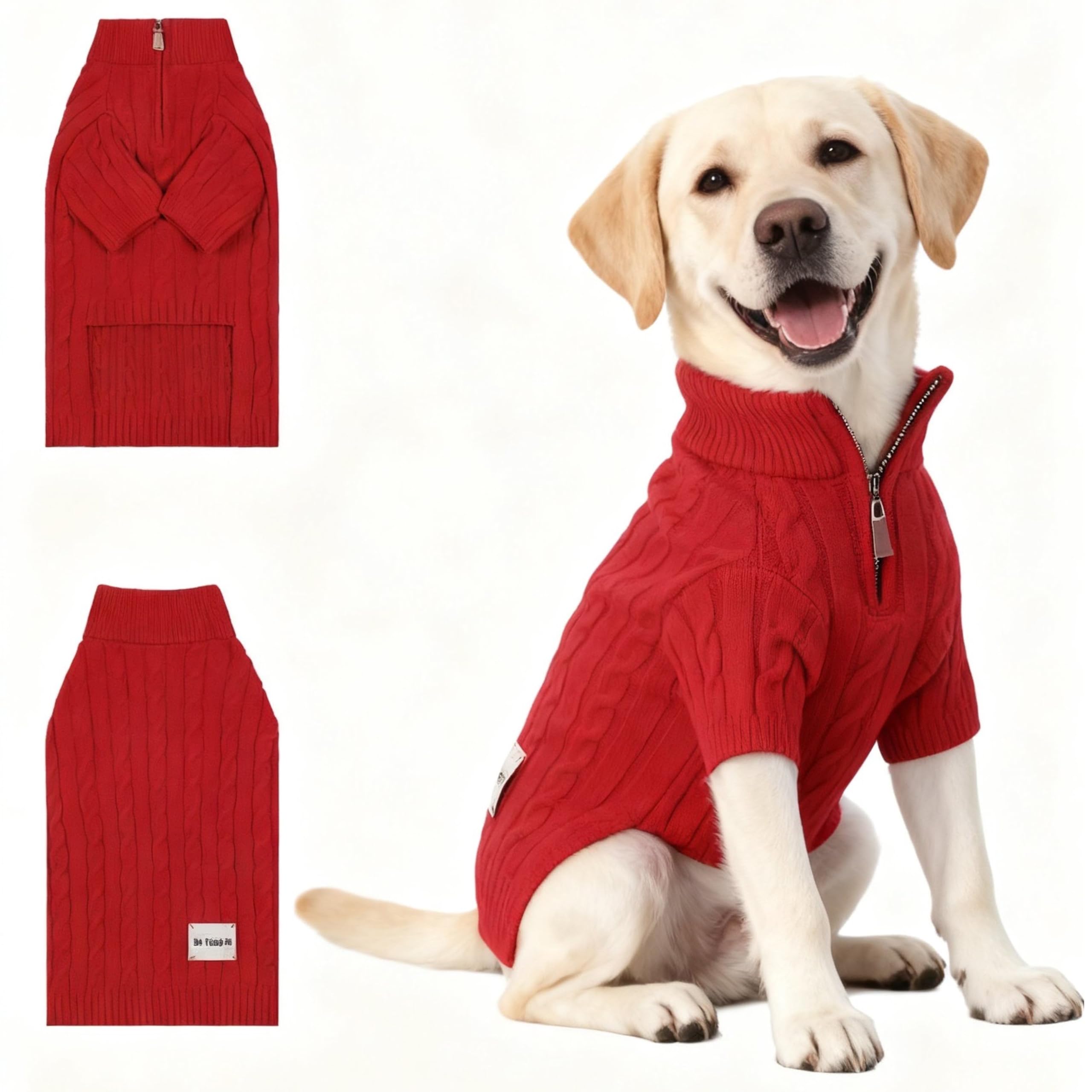 Hó Pêng-iú dog sweater red front view for warm daily walks