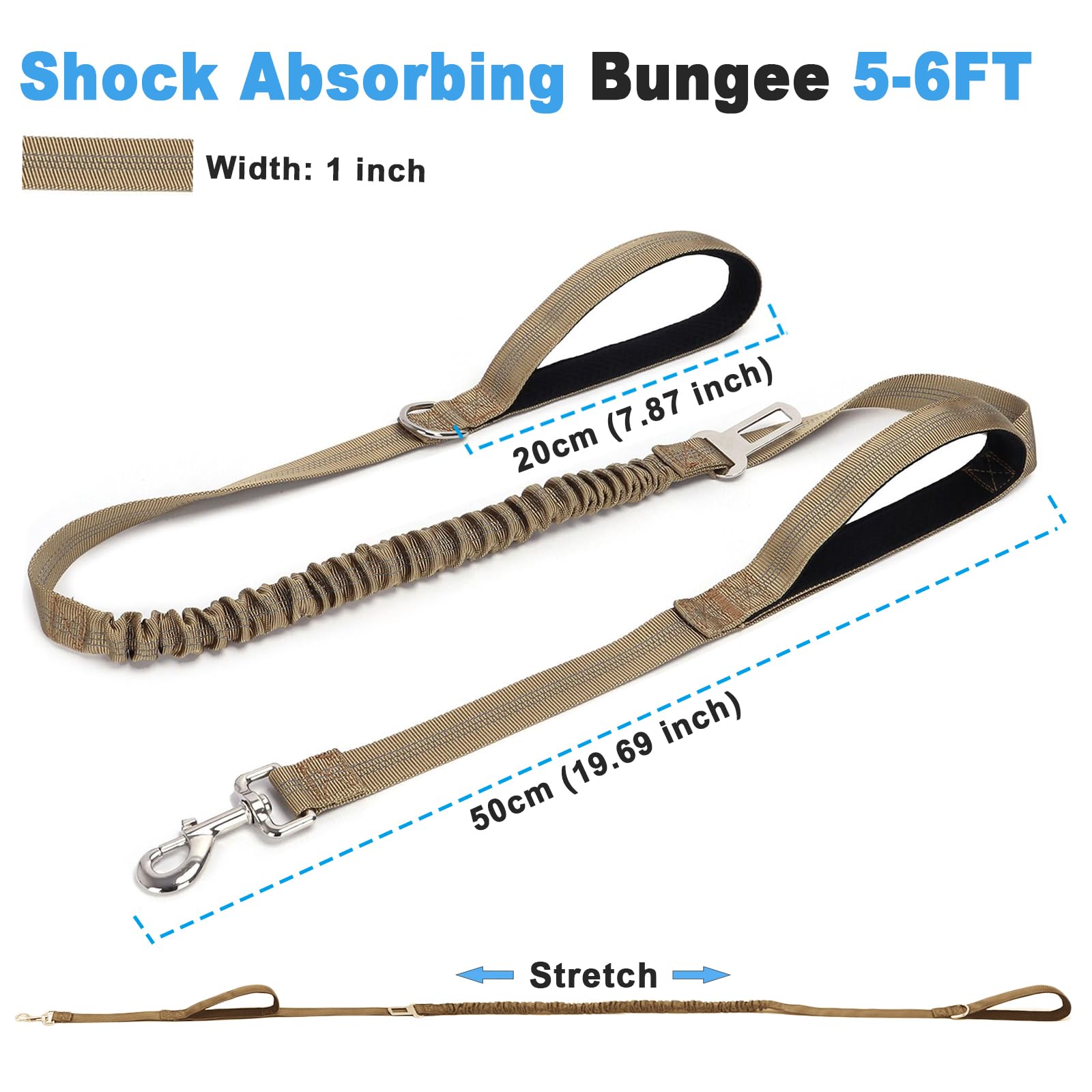 HOANAN leash with neoprene-padded handles minimizes hand fatigue