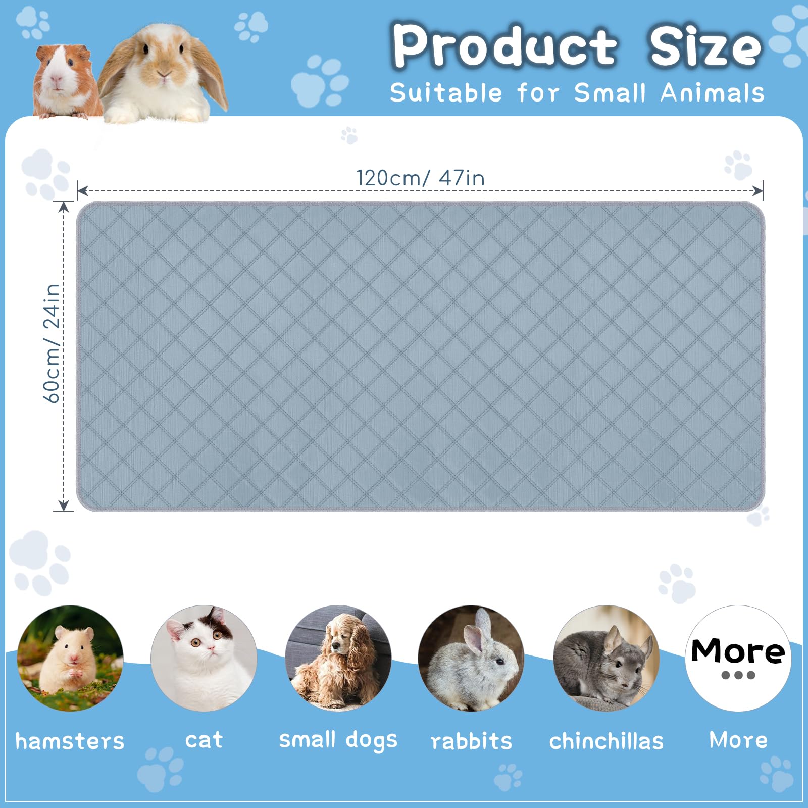 HOBBTREE guinea pig cage liner with absorbent cotton layer for fast moisture pickup