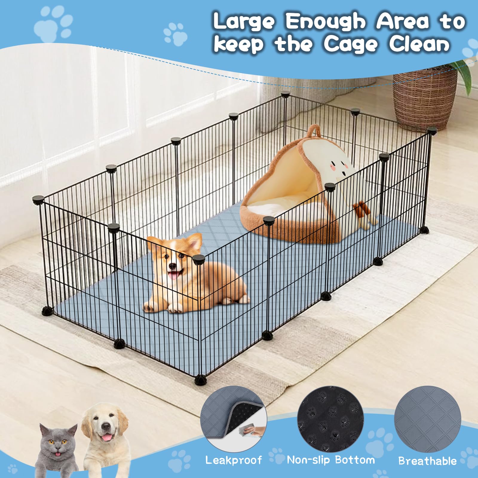 HOBBTREE small animal cage liner with easy-clean surface for rapid drying
