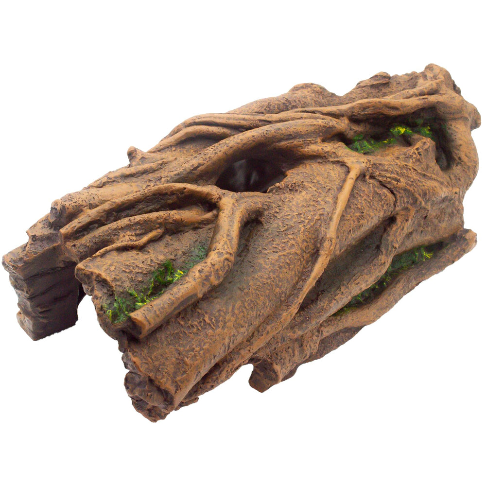 Hoeine hollow log hide open ends offers easy viewing and comfort for reptiles.