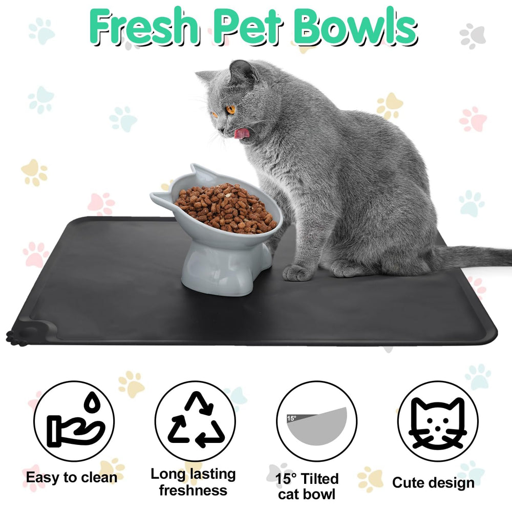 Hoemwarm silicone mat supports elevated bowls for stability and easy cleaning