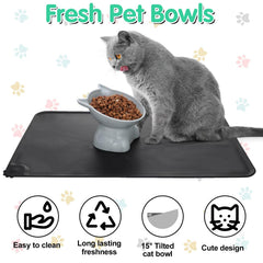 Hoemwarm silicone mat supports elevated bowls for stability and easy cleaning