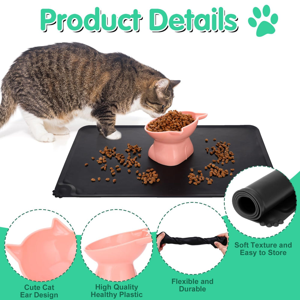 Hoemwarm elevated cat bowls pink tilt for stylish, mess-free feeding