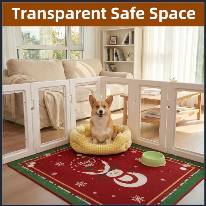 Hoencraft clear acrylic dog playpen door lock closeup highlights heavy-duty closure.