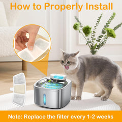 HOETEK cat fountain in use with flowing water and pets